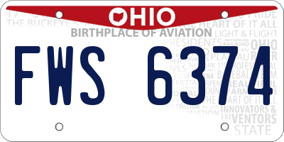 OH license plate FWS6374