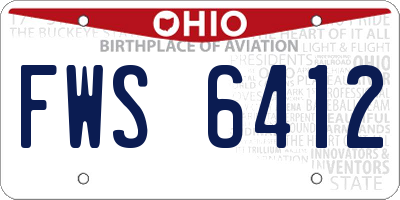 OH license plate FWS6412