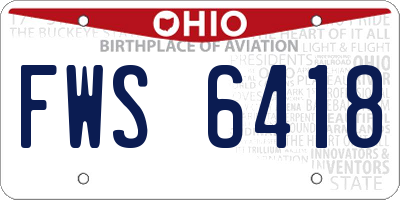 OH license plate FWS6418