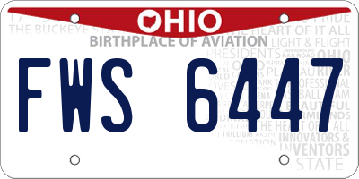 OH license plate FWS6447