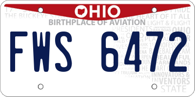 OH license plate FWS6472