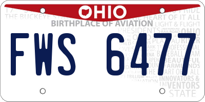 OH license plate FWS6477