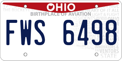 OH license plate FWS6498