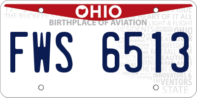 OH license plate FWS6513