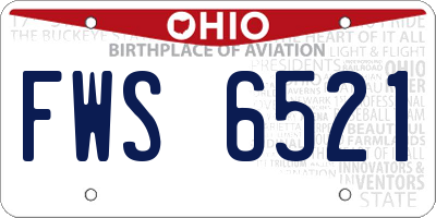 OH license plate FWS6521