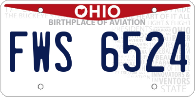 OH license plate FWS6524