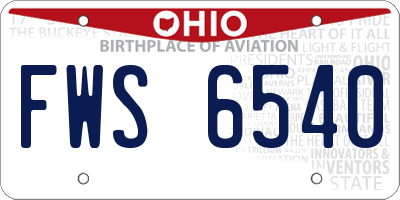 OH license plate FWS6540