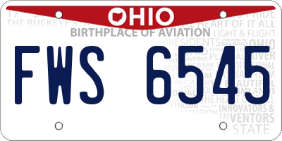 OH license plate FWS6545