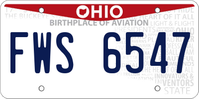 OH license plate FWS6547