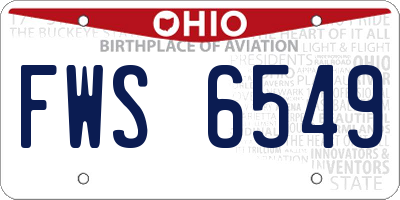 OH license plate FWS6549