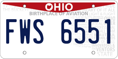 OH license plate FWS6551