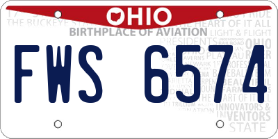 OH license plate FWS6574