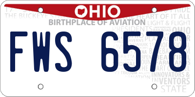 OH license plate FWS6578