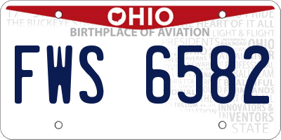 OH license plate FWS6582