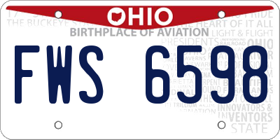 OH license plate FWS6598