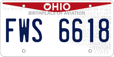 OH license plate FWS6618