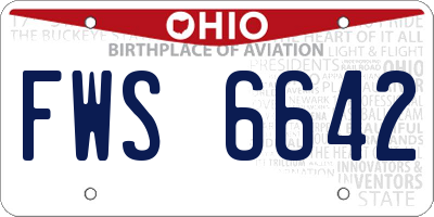 OH license plate FWS6642