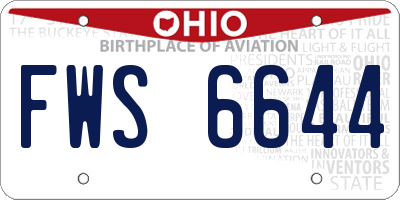 OH license plate FWS6644