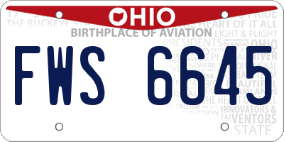 OH license plate FWS6645
