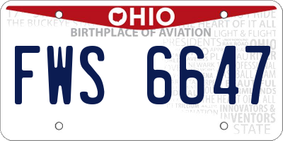 OH license plate FWS6647