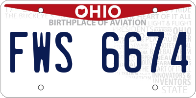 OH license plate FWS6674