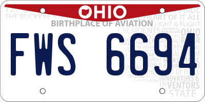 OH license plate FWS6694