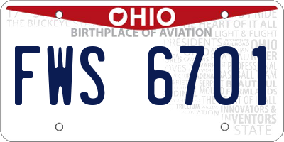 OH license plate FWS6701
