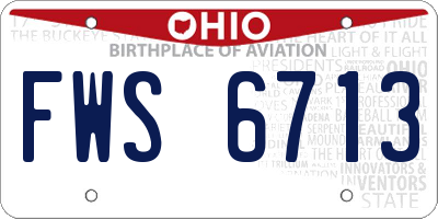 OH license plate FWS6713
