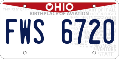 OH license plate FWS6720