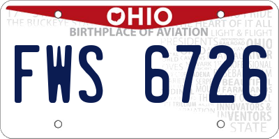 OH license plate FWS6726