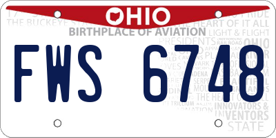 OH license plate FWS6748