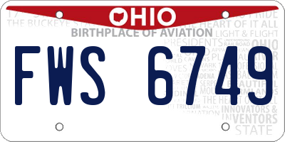 OH license plate FWS6749
