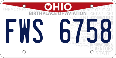 OH license plate FWS6758