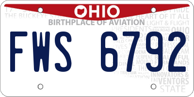 OH license plate FWS6792