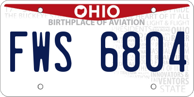 OH license plate FWS6804