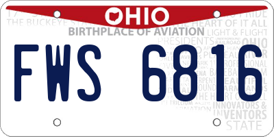 OH license plate FWS6816