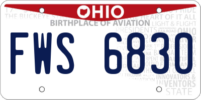OH license plate FWS6830