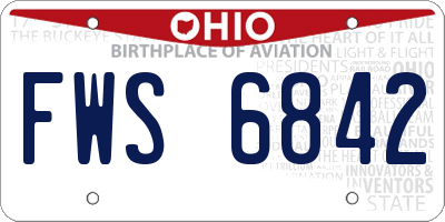 OH license plate FWS6842