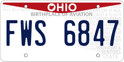 OH license plate FWS6847