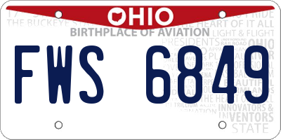 OH license plate FWS6849