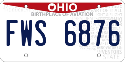 OH license plate FWS6876