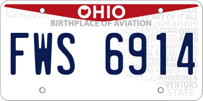 OH license plate FWS6914