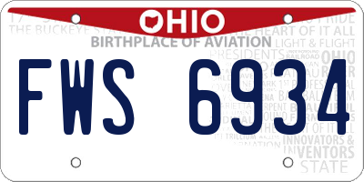OH license plate FWS6934
