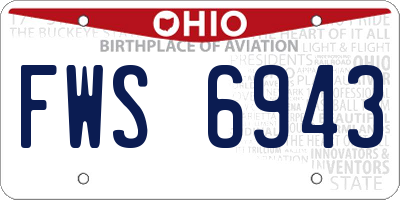 OH license plate FWS6943