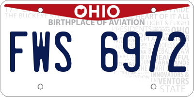 OH license plate FWS6972