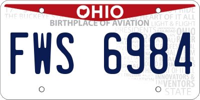 OH license plate FWS6984