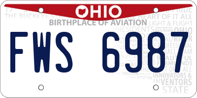OH license plate FWS6987