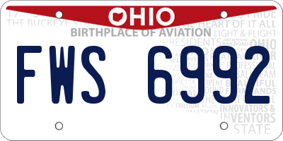 OH license plate FWS6992