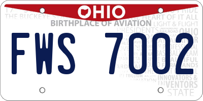 OH license plate FWS7002