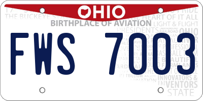 OH license plate FWS7003